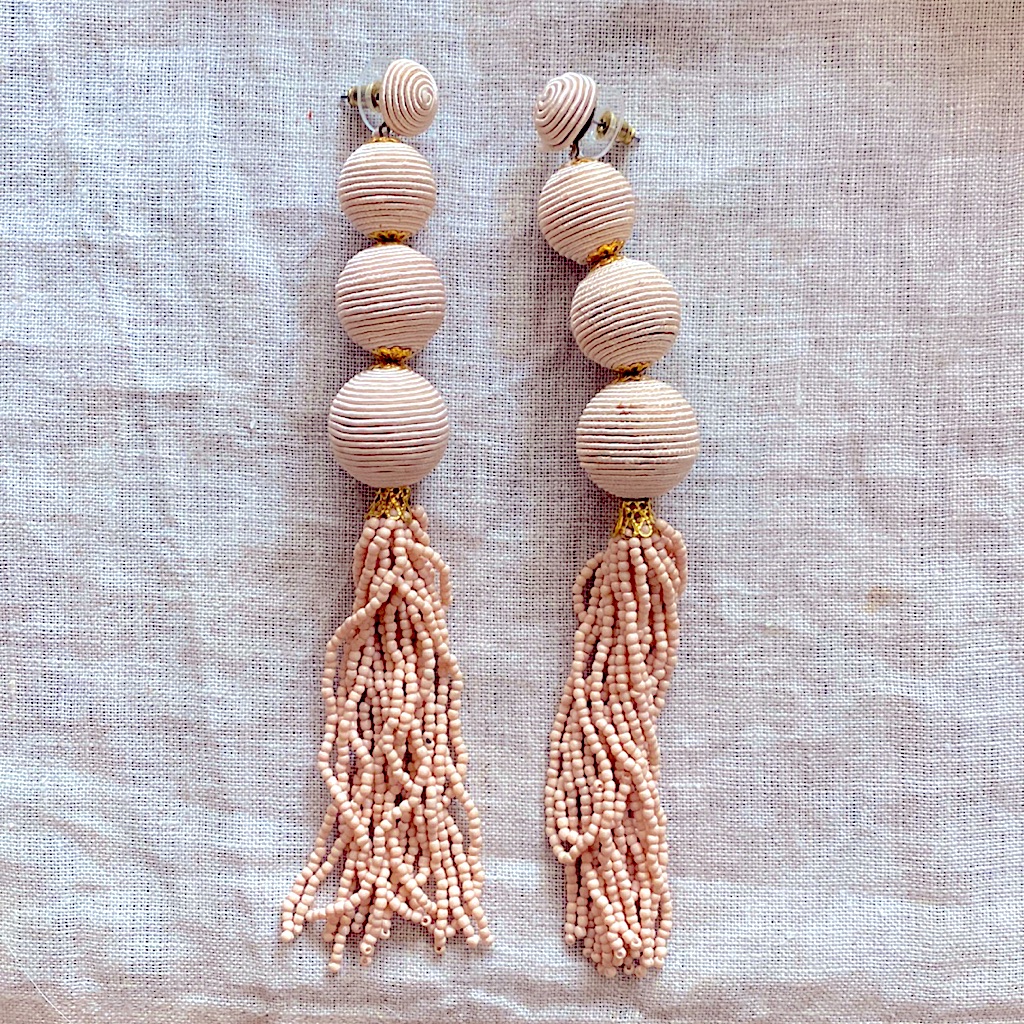 Rachel Parcell Beaded Soft Pink Beige Earrings